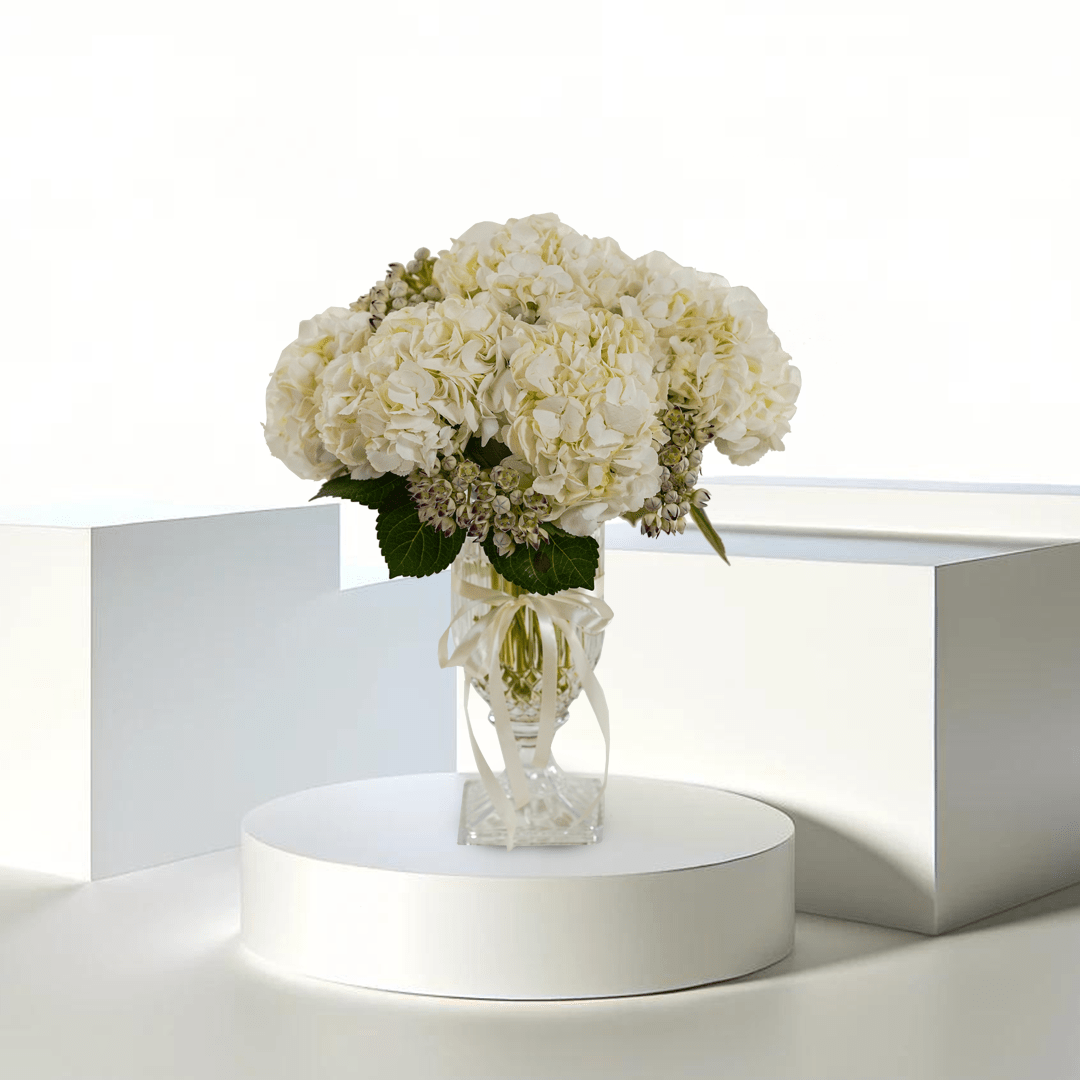 Hydrangea Crystal Bloom - Buy Vase Arrangement in Qatar | 24 Hour Flower