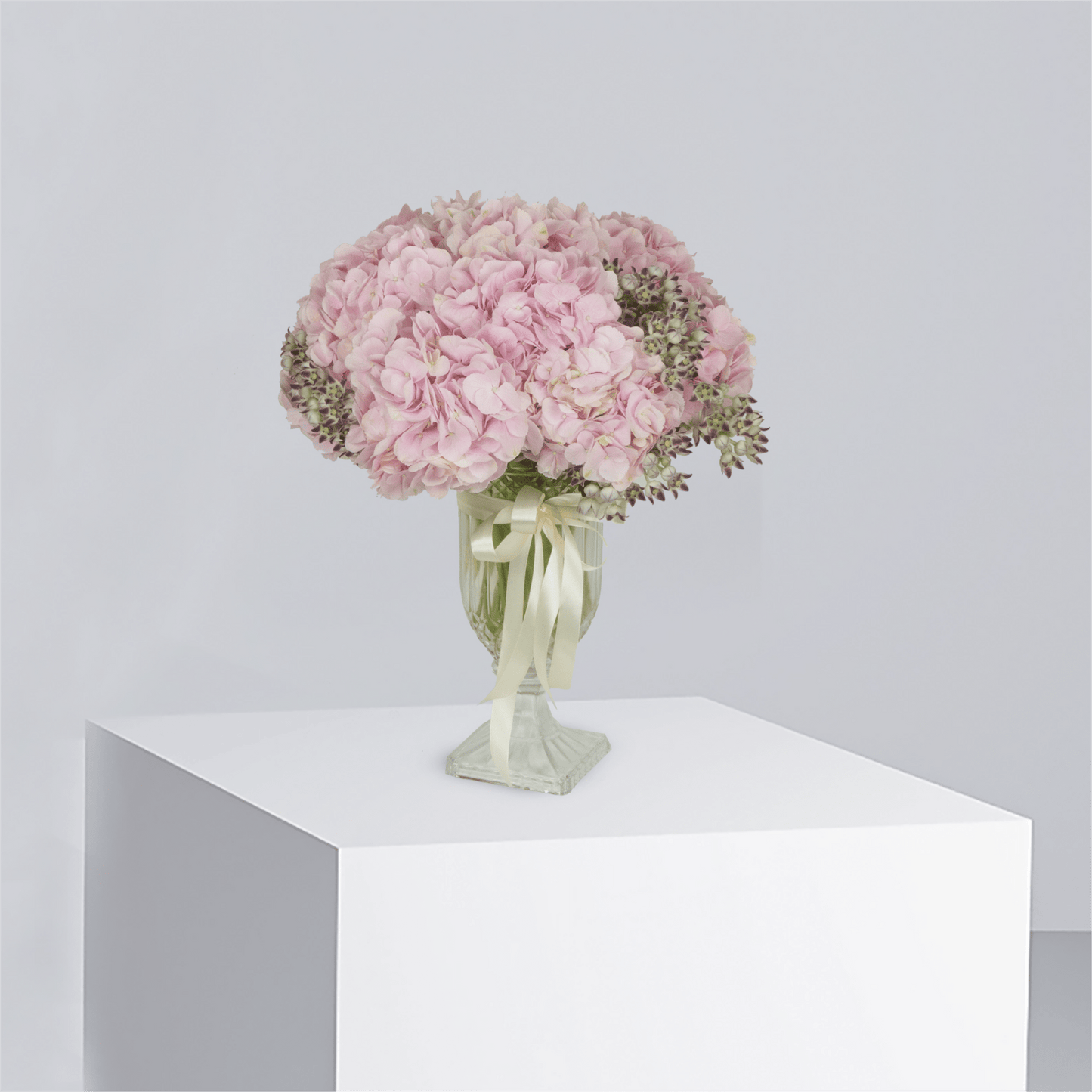 Hydrangea Crystal Bloom - Buy Vase Arrangement in Qatar | 24 Hour Flower