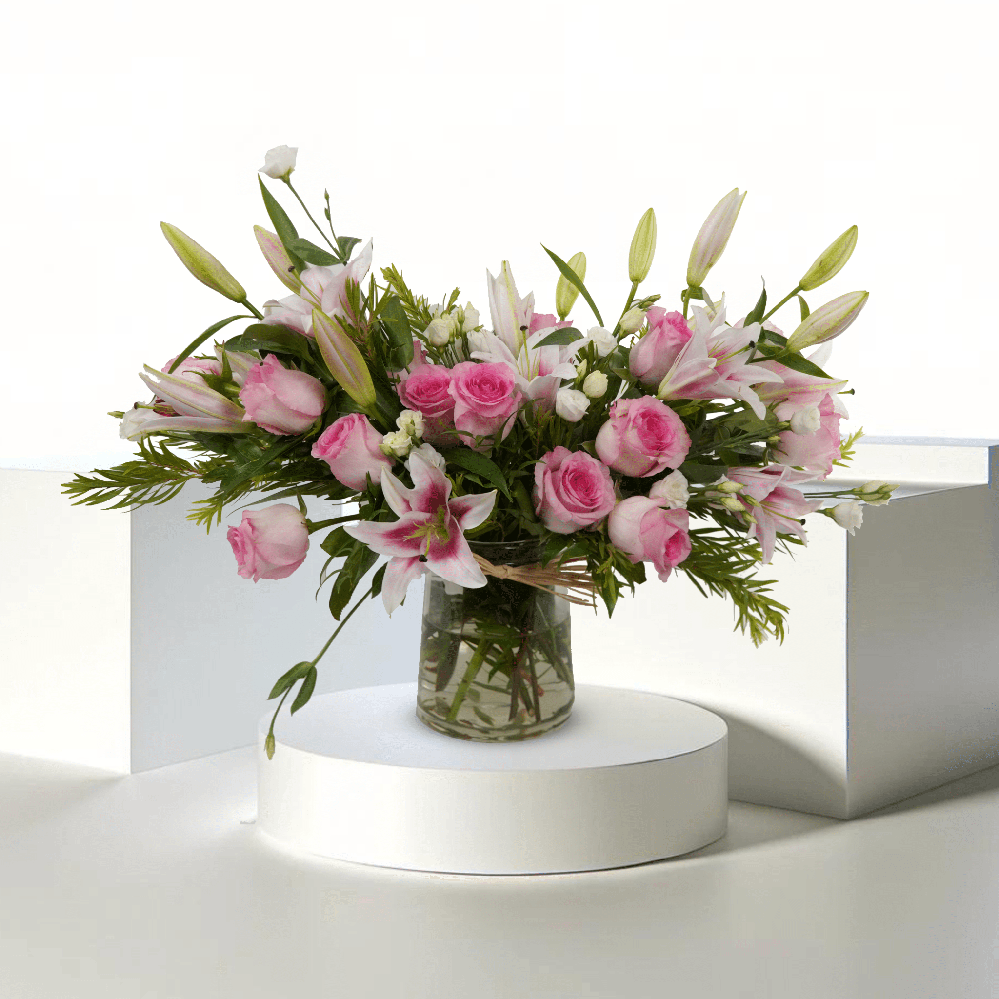 Pink Serenity - B4100 - Buy Vase Arrangement in Qatar | 24 Hour Flower
