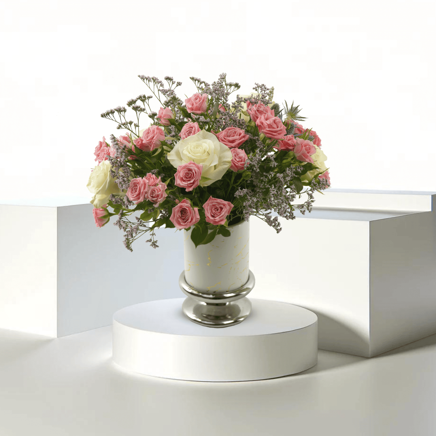 Rosy Serenity - B13010 - Buy Vase Arrangement in Qatar | 24 Hour Flower
