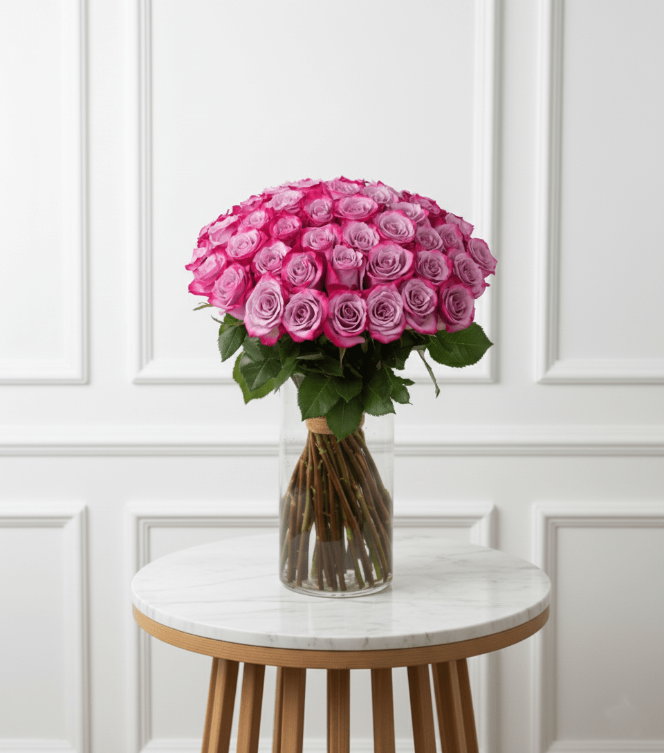 50 Rose Vase Delight (Deep Purple) - WD