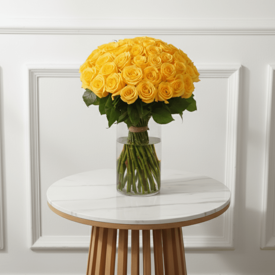 50 Rose Vase Delight - THF4000 - Buy Vase Arrangement in Qatar | 24 Hour Flower