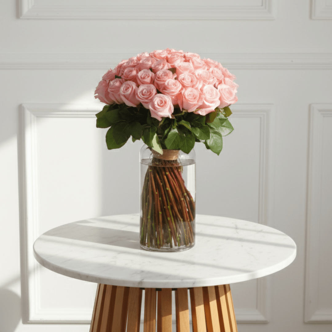 50 Rose Vase Delight - THF4000 - Buy Vase Arrangement in Qatar | 24 Hour Flower