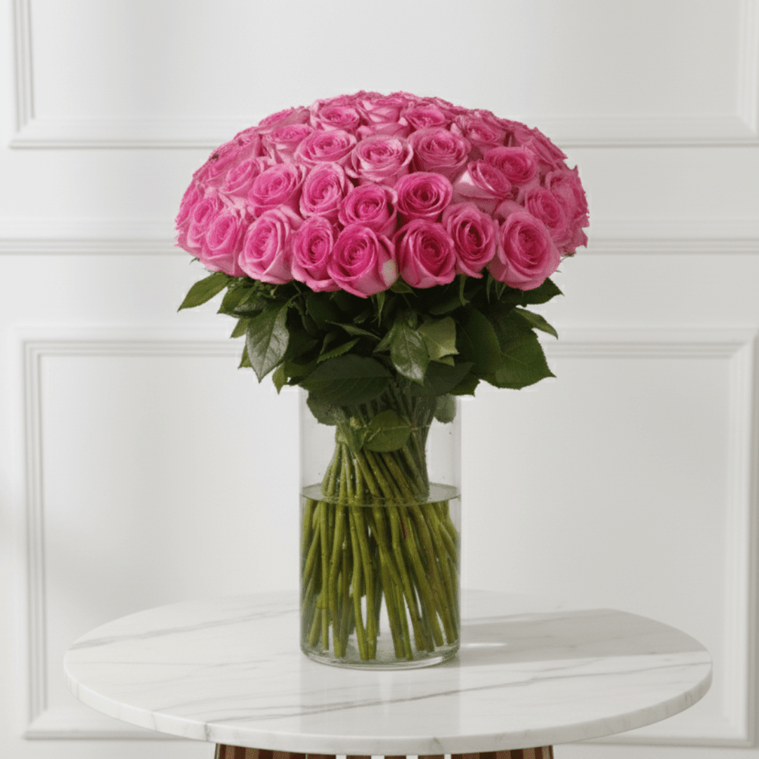 50 Rose Vase Delight - THF4000 - Buy Vase Arrangement in Qatar | 24 Hour Flower