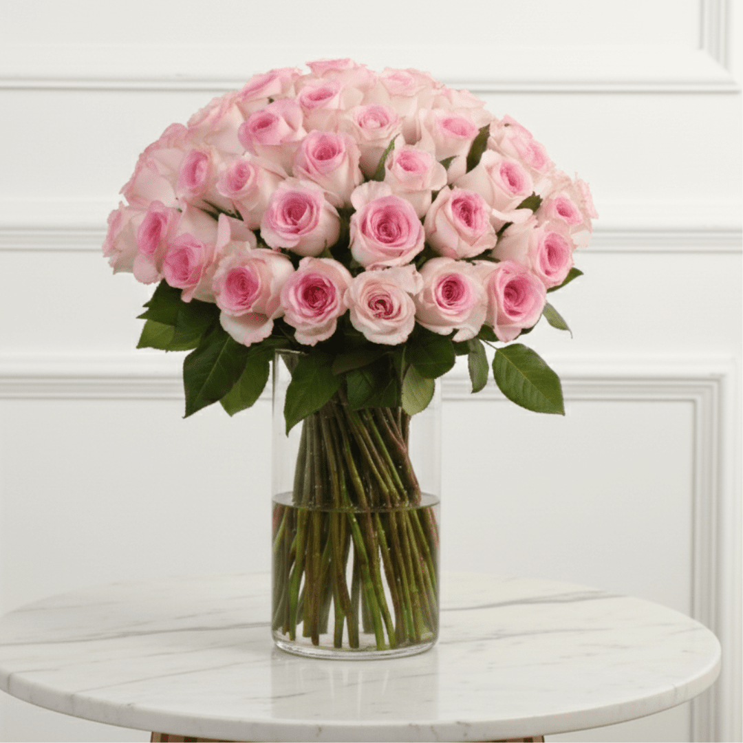 50 Rose Vase Delight - THF4000 - Buy Vase Arrangement in Qatar | 24 Hour Flower