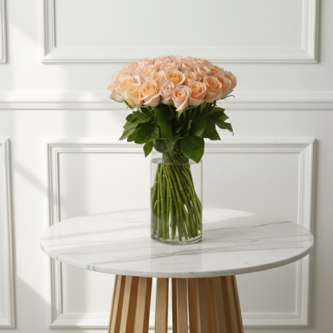 50 Rose Vase Delight - THF4000 - Buy Vase Arrangement in Qatar | 24 Hour Flower