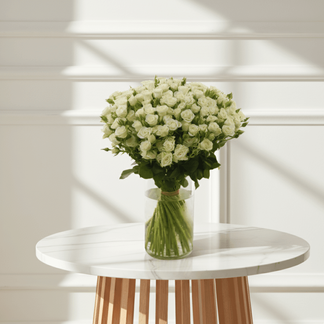 Snowy Spray Ensemble - THF4004 - Buy Vase Arrangement in Qatar | 24 Hour Flower