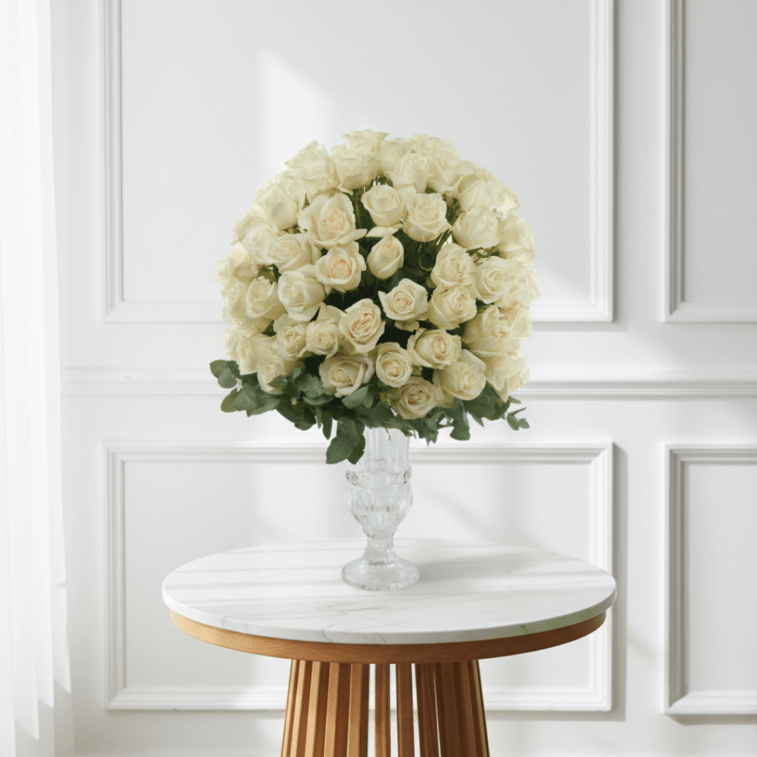 The Grand Rose Bouquet - Buy Vase Arrangement in Qatar | 24 Hour Flower