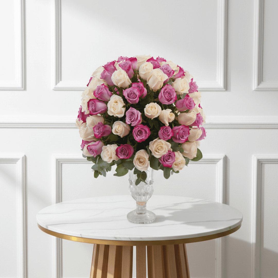 The Grand Rose Bouquet - Buy Vase Arrangement in Qatar | 24 Hour Flower