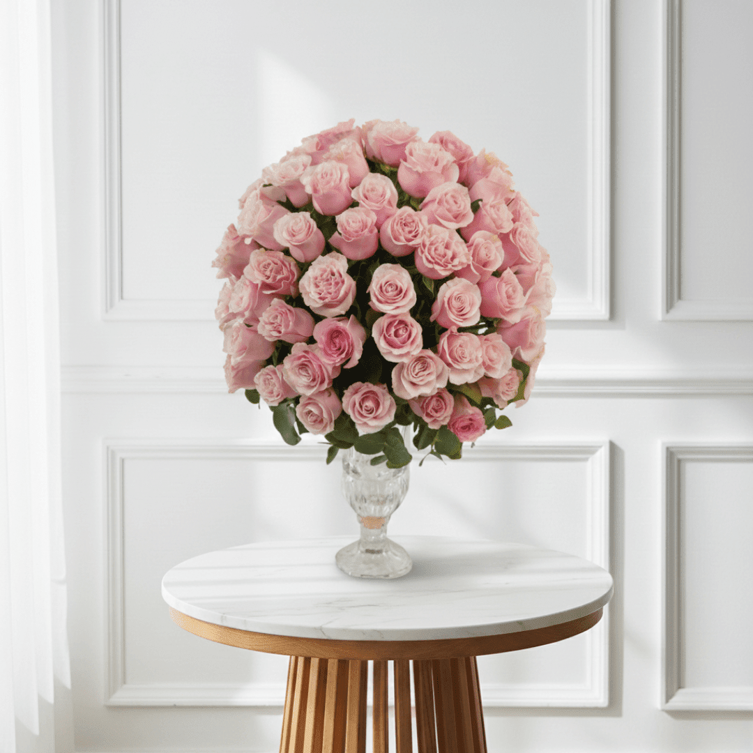 The Grand Rose Bouquet - Buy Vase Arrangement in Qatar | 24 Hour Flower