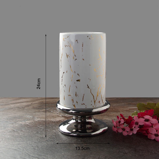 Ceramic Electroplated base Vase 24*13.5cm -WH